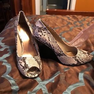 BCBGfaux snake wedge shoes brand new size 10
